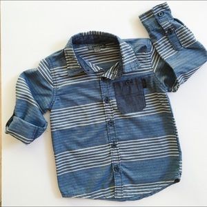 Boys DKNY Chambray Striped Button Down Shirt (2T)